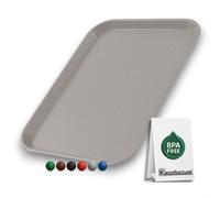 Plateau de service en plastique gris - 53 × 32,5 cm GN 1/1 - Plateau robuste pour cantine, restauration et restauration rapide - Empilable, antidérapant, sans BPA, passe au lave-vaisselle