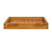 Plateau de service en teck massif 50 x 50 cm avec bords surélevés et poignées encastrées, plateau de service pour buffet, cuisine, fête, restauration, idéal comme assiette de comptoir pour fromage