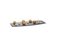 Plateau de Service Facile à Nettoyer pour dîner et déjeuner - Plateau Durable pour présentation de Nourriture et Boisson, en Ardoise, 44 x 19 cm, Noir