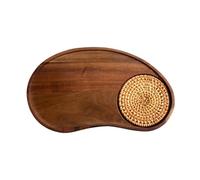 Plateau de Service Planche de Service en Bois Décoratif et Portable | Plateau pour Petit-Déjeuner pour Table Basse, Intérieur et Extérieur, Apéritif, Goûter, Petit-Déjeuner et Réception