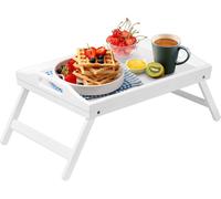 Plateau de service pliable, avec pieds rétractables et poignées, idéal pour le petit-déjeuner, pour servir des repas, pour dessiner, en bambou