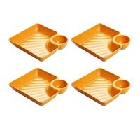 Plateau de service pour assiette à collation - Design de compartiment à sauce intégré, résistant à la chaleur, structure de base antidérapante, organiseur durable pour servir des saucisses, baguette