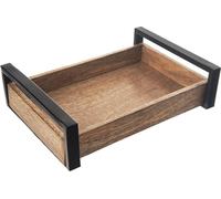 Plateau de service pour la cuisine et le petit-déjeuner, en bois et métal, 30,5 x 22 cm