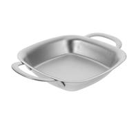 Plateau de Service Rectangulaire avec Poignées Double, Acier Inoxydable | Finition Argentée, Surface Lisse et Cadre Épuré, pour Desserts, Apéritifs, Barbecue et Service Professionnel