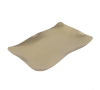 Plateau de service rectangulaire en acier inoxydable motif vague pour restaurants - Plateau résistant à la chaleur commercial 27 x 18 cm (28 x 19 cm, doré)