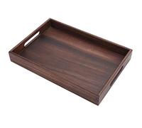 Plateau de Service rectangulaire en Bois, décor Rustique (Petit) | 13,4 x 9 x 1,7 po Plateau de petit-déjeuner avec rainures pour thé, café, fruits, collation, charcuterie, apéritif