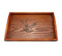 Plateau de Service Rectangulaire en Bois, Grand | Avec Poignée, Pour Thé, Pour Petit Déjeuner, Pour Collations