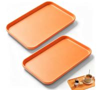 Plateau de Service Rectangulaire Petit Format 24x17cm, Plateau Repas Plastique sans BPA, Plateau de Cuisine Antidérapant pour Maison, Café, Restaurant, Couleur Orange Pêche