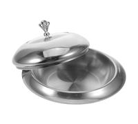 Plateau de Service Rond 28cm en Acier Inoxydable avec Dôme | Argenté, pour Steak et Gâteaux, Usage Restaurant Quotidien, Service Traiteur et Présentation Soignée
