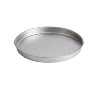 Plateau de service rond en acier inoxydable à fond plat Bol plat pour restaurant et maison Assiette à pizza Passe au lave-vaisselle Argent 34 cm (22 cm)