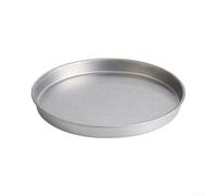 Plateau de service rond en acier inoxydable à fond plat pour restaurant, maison, assiette à pizza, robuste, passe au lave-vaisselle, argenté, 34 cm (22 cm)
