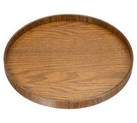 Plateau de service rond en bois 11 pouces, corbeille décorative, finition brillante, couleur marron