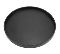 Plateau de service rond en bois massif noir, idéal pour le thé, le café, les en-cas et les repas dans un restaurant.