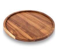 Plateau de Service Rond en Bois, Plateau Rond en Bois de 14 Pouces, Planches charcuterie rustiques, Service Facile à Nettoyer pour collation au Fromage, Biscuits, Desserts, apéritif