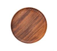 Plateau de service rond en noyer massif - Plateau en bois naturel pour tasses à café et fruits secs - Design antidérapant - 20 cm (marron, 20 cm)