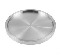 Plateau de service rond épais à double couche en acier inoxydable 304 avec finition polie pour casserole chaude et barbecue, plateau argenté pour la maison et la cuisine commerciale, 20 cm (23 cm)