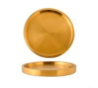 Plateau de service rond épais double couche en acier inoxydable 304 doré pour casserole chaude, barbecue, dessert, usage commercial, maison, cuisine, finition polie, facile à nettoyer (20 cm)