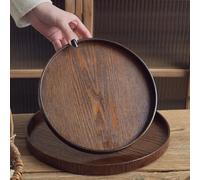 Plateau de service rond Vintage en bois 21/24/27/30/33cm, plateau en bois, palette à Dessert, Table basse pour la maison 21cm
