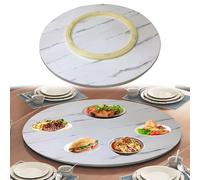 Plateau De Service Rotatif Lazy Susan En Bois Rond, Ø 50cm 60cm 70cm 80cm 90cm Grand Plateau Tournante Pour Table À Manger, Assiette De Service 360° Rotative, Avec Roulement Silencieux(White,Ø50cm)