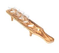 Plateau de service Tequila - Support de rangement en verre en bois avec 6 verres, verres à shot servant un plateau en bois | Plateau de service porte-verre à Tequila, pour Bar, Restaurant, fête, réuni