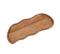Plateau de service unique en bois d'acacia de forme irrégulière pour fruits, fromages, noix - Plateau en bois fabriqué à la main pour le petit déjeuner au lit, fête, présentation des aliments, 29 x 13