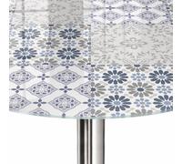 Plateau de Table ø 60 cm | Imprimé Décoratif | Résistant aux Rayures | symétrie florale | Verre Trempé | Plusieurs Tailles | pour Table à Manger, Table Basse et Bureau | Bords Polis