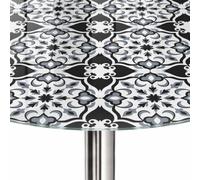 Plateau de Table ø 70 cm | Imprimé Décoratif | Résistant aux Rayures | symétrie en noir et blanc | Bords Polis | Plusieurs Tailles | Verre Trempé | pour Table à Manger, Table Basse et Bureau