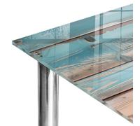 Plateau de Table 125x50 cm | Imprimé Décoratif | Résistant aux Rayures | Bois rustique | pour Table à Manger, Table Basse et Bureau | Plusieurs Tailles | Bords Polis | Verre Trempé