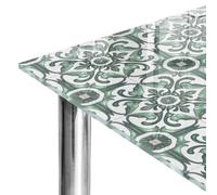 Plateau de Table 125x50 cm | Imprimé Décoratif | Résistant aux Rayures | Carreaux verts | Bords Polis | pour Table à Manger, Table Basse et Bureau | Verre Trempé | Plusieurs Tailles