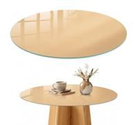 Plateau de Table 80 cm | Rond | Décoré | Épaisseur 4 mm | Subtilité beige | pour Salon | Verre Trempé | Patins Antidérapants Inclus | Bords Polis | Multi-usages