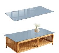 Plateau de Table Basse 125x50 cm | Rectangulaire | Décoré | Bords Polis | bleu pastel | Décoration pour Cuisine et Salon | Patins Antidérapants Inclus | Verre Trempé | Multi-usages
