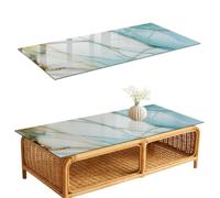 Plateau de Table Basse 125x50 cm | Rectangulaire | Décoré | Bords Polis | Élégance turquoise | Verre Trempé | Multi-usages | Décoration pour Cuisine et Salon | Patins Antidérapants Inclus