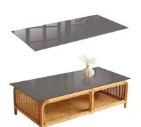 Plateau de Table Basse 125x50 cm | Rectangulaire | Décoré | Bords Polis | Gris foncé | Verre Trempé | Décoration pour Cuisine et Salon | Patins Antidérapants Inclus | Multi-usages