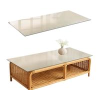 Plateau de Table Basse 125x50 cm | Rectangulaire | Décoré | Bords Polis | Harmonie subtile | Décoration pour Cuisine et Salon | Verre Trempé | Multi-usages | Patins Antidérapants Inclus