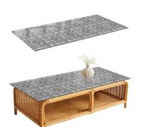 Plateau de Table Basse 125x50 cm | Rectangulaire | Décoré | Bords Polis | Motifs géométriques | Patins Antidérapants Inclus | Décoration pour Cuisine et Salon | Multi-usages | Verre Trempé