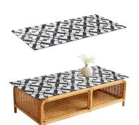 Plateau de Table Basse 125x50 cm | Rectangulaire | Décoré | Bords Polis | Motifs géométriques | Verre Trempé | Multi-usages | Décoration pour Cuisine et Salon | Patins Antidérapants Inclus