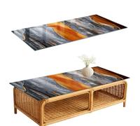 Plateau de Table Basse 125x50 cm | Rectangulaire | Décoré | Bords Polis | Nature structurale | Multi-usages | Verre Trempé | Décoration pour Cuisine et Salon | Patins Antidérapants Inclus