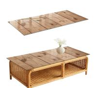 Plateau de Table Basse 125x50 cm | Rectangulaire | Décoré | Bords Polis | panneaux en bois | Verre Trempé | Multi-usages | Décoration pour Cuisine et Salon | Patins Antidérapants Inclus