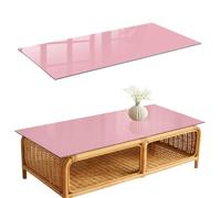 Plateau de Table Basse 125x50 cm | Rectangulaire | Décoré | Bords Polis | rose clair | Verre Trempé | Décoration pour Cuisine et Salon | Patins Antidérapants Inclus | Multi-usages