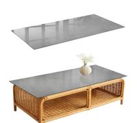 Plateau de Table Basse 125x50 cm | Rectangulaire | Décoré | Bords Polis | Texture grise | Décoration pour Cuisine et Salon | Patins Antidérapants Inclus | Multi-usages | Verre Trempé