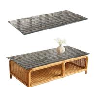 Plateau de Table Basse 125x50 cm | Rectangulaire | Décoré | Bords Polis | texture rustique | Décoration pour Cuisine et Salon | Multi-usages | Patins Antidérapants Inclus | Verre Trempé