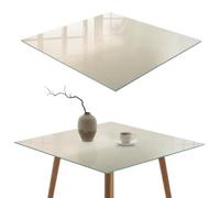 Plateau de Table Basse 60x60 cm | Carré | Décoré | Verre Trempé | Harmonie subtile | Patins Antidérapants Inclus | Bords Polis | Décoration pour Cuisine et Couloir | Multi-usages