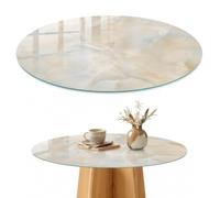 Plateau de Table Basse 80 cm | Rond | Décoré | Épaisseur 4 mm | Abstraction délicate | Bords Polis | Patins Antidérapants Inclus | Verre Trempé | pour Salon | Multi-usages