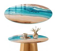 Plateau de Table Basse 80 cm | Rond | Décoré | Épaisseur 4 mm | Art géode | pour Salon | Bords Polis | Verre Trempé | Patins Antidérapants Inclus | Multi-usages