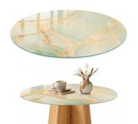 Plateau de Table Basse 80 cm | Rond | Décoré | Épaisseur 4 mm | Élégance naturelle | Multi-usages | Bords Polis | Verre Trempé | pour Salon | Patins Antidérapants Inclus