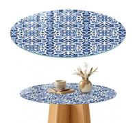 Plateau de Table Basse 80 cm | Rond | Décoré | Épaisseur 4 mm | mosaïque florale | Verre Trempé | pour Salon | Bords Polis | Patins Antidérapants Inclus | Multi-usages