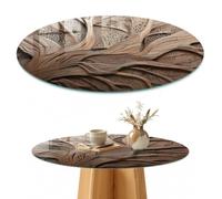 Plateau de Table Basse 80 cm | Rond | Décoré | Épaisseur 4 mm | Motifs épicés | pour Salon | Patins Antidérapants Inclus | Verre Trempé | Bords Polis | Multi-usages