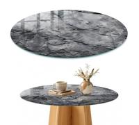 Plateau de Table Basse 80 cm | Rond | Décoré | Épaisseur 4 mm | structure rocheuse | Multi-usages | Verre Trempé | Bords Polis | pour Salon | Patins Antidérapants Inclus