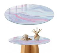 Plateau de Table Basse 80 cm | Rond | Décoré | Épaisseur 4 mm | vagues pastel | Multi-usages | Verre Trempé | Patins Antidérapants Inclus | pour Salon | Bords Polis