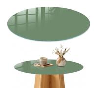 Plateau de Table Basse 80 cm | Rond | Décoré | Épaisseur 4 mm | Vert délavé | pour Salon | Verre Trempé | Patins Antidérapants Inclus | Bords Polis | Multi-usages
